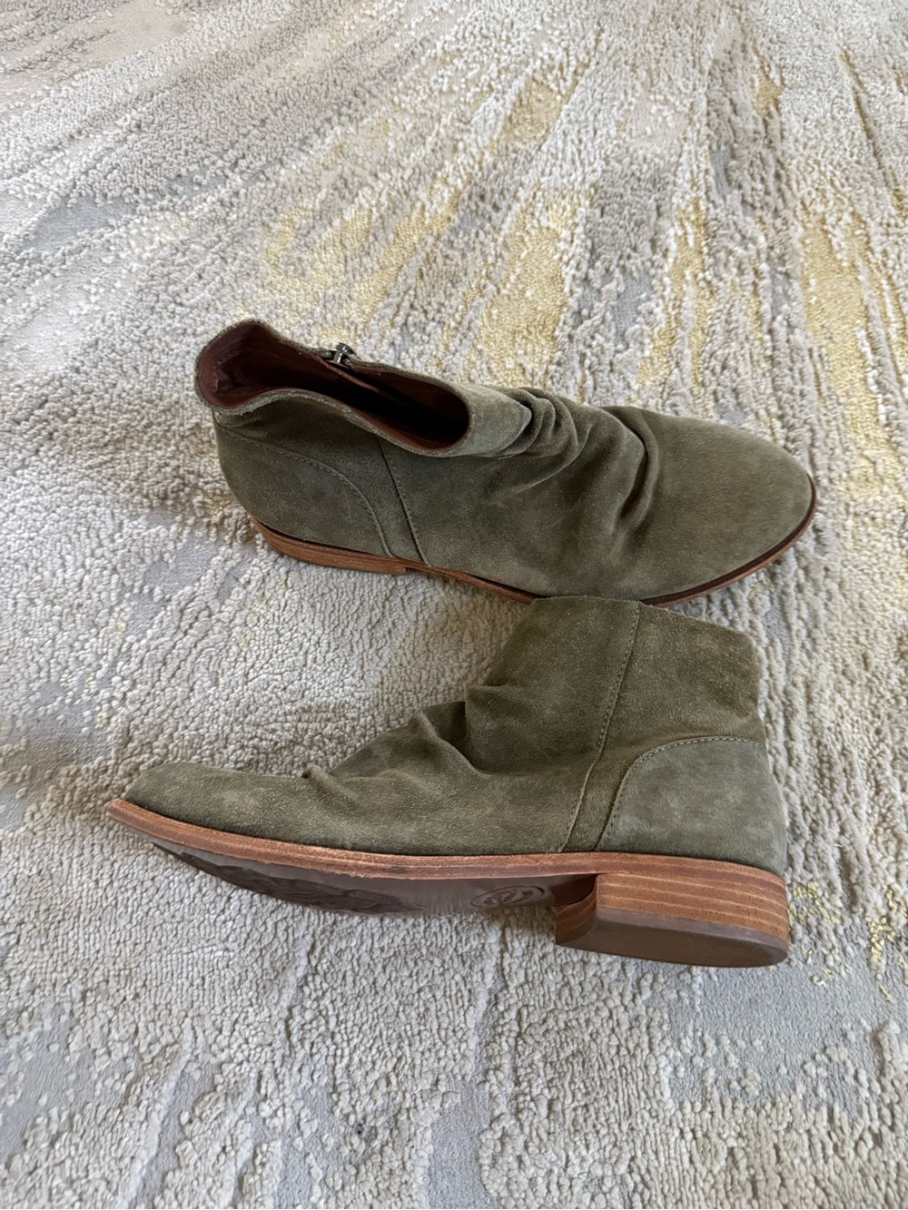 Kork-Ease Giba Casual Zip Ankle Boots green Suede Leather 10